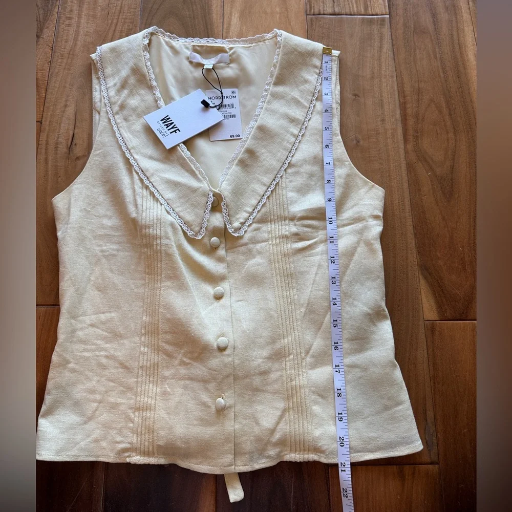 Wayf butter yellow Styled by COCO! Allie Lace Detail Linen Blend NWT - Picture 5 of 8